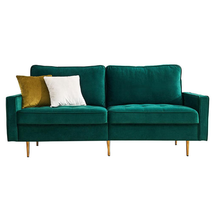71" Modern Emerald Velvet Fabric Sofa - ParrotUncle