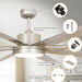 72" Bankston Modern Satin Nickel DC Motor Downrod Mount Ceiling Fan with LED Lighting and Remote Control - ParrotUncle