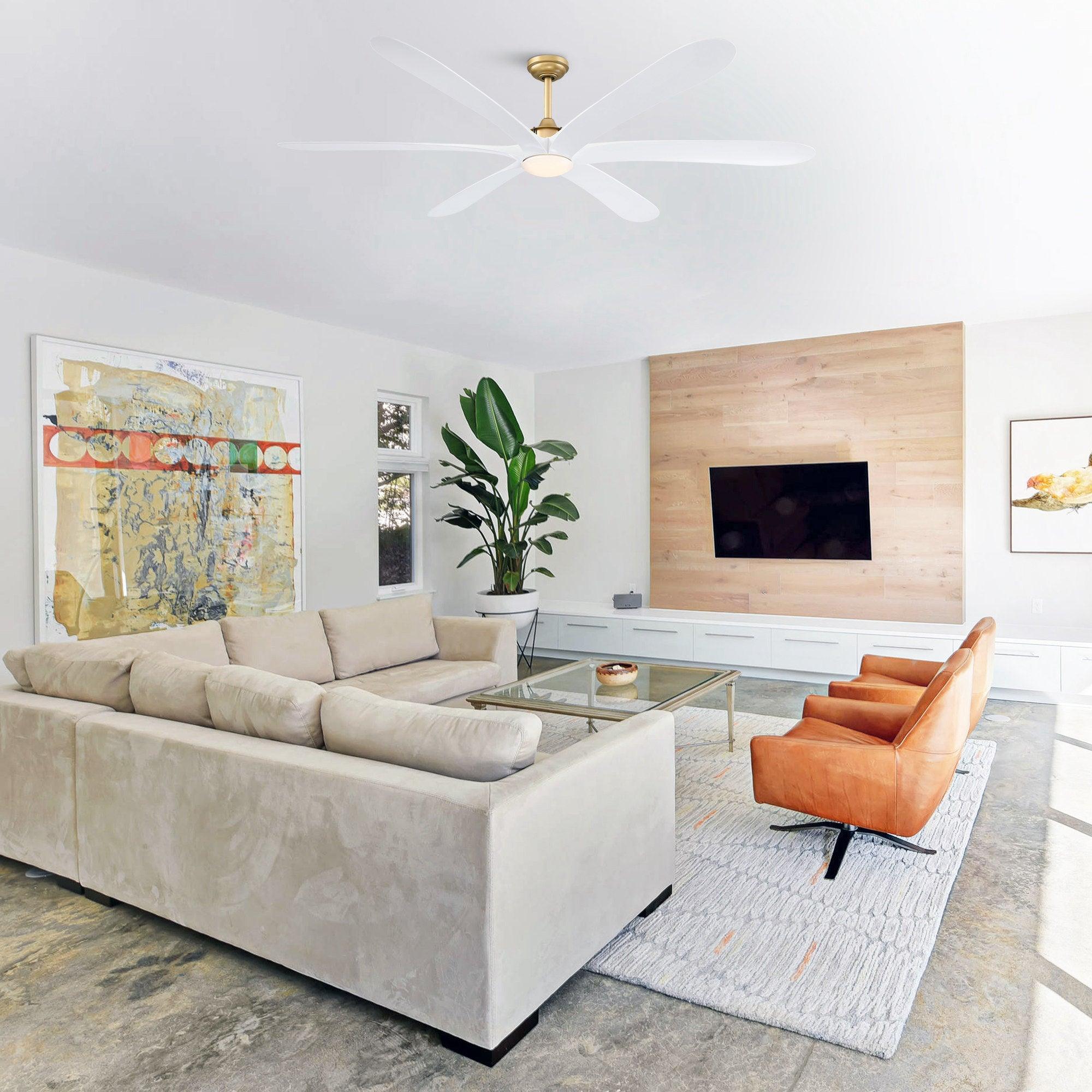 72" Jaydn Modern Satin Nickel DC Motor Downrod Mount Reversible Ceiling Fan with Lighting and Remote Control - ParrotUncle