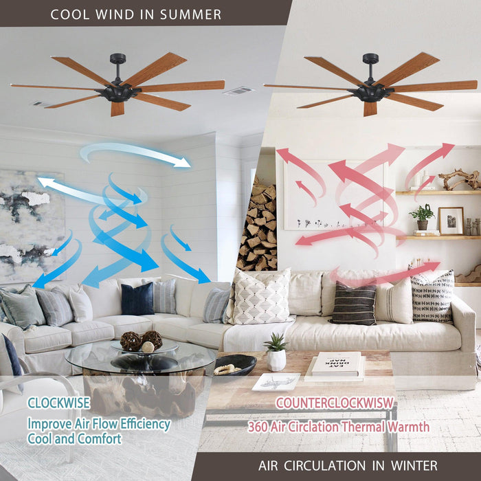 72" Modern DC Motor Brushed Nickel Downrod Mount Reversible Ceiling Fan with Remote Control - ParrotUncle