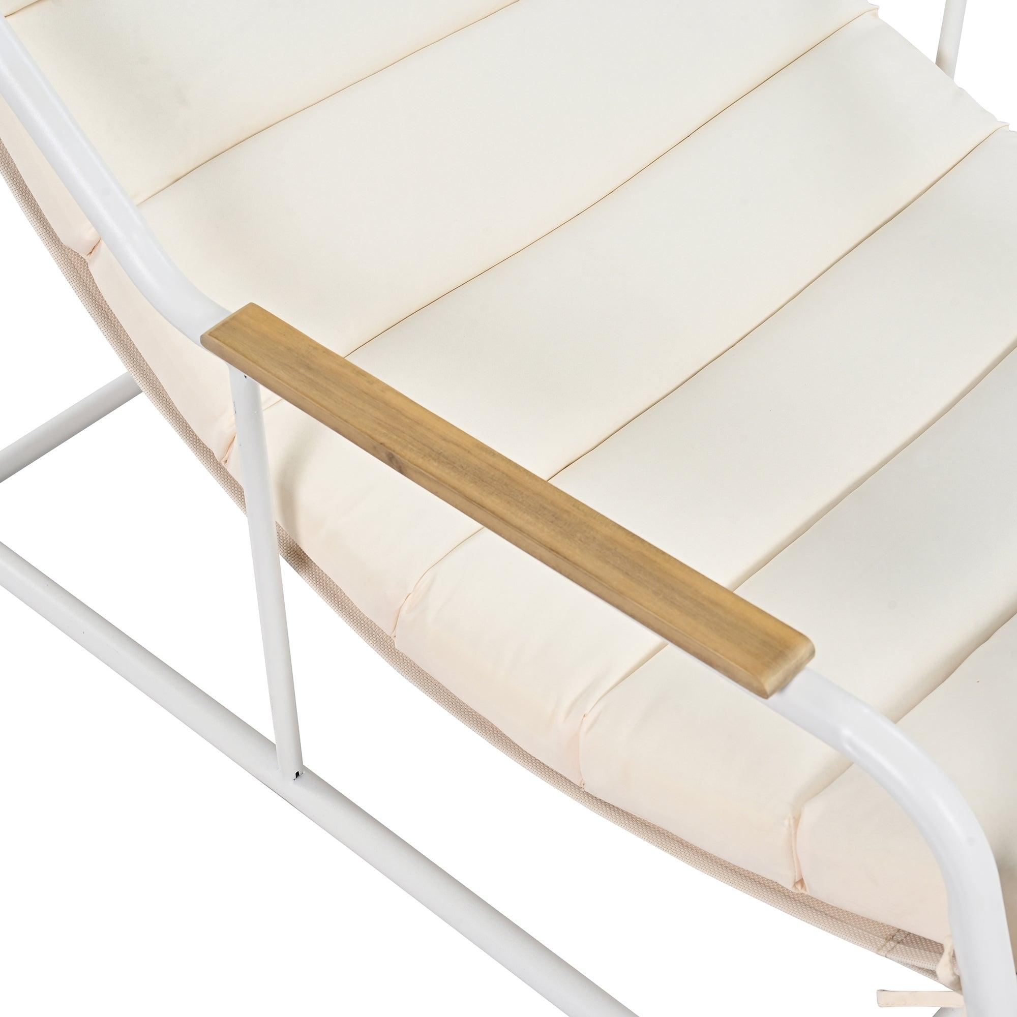 Outdoor Chaise Lounge Chairs Set of 3 with Acacia Side Table, Pool Lounge Chairs for Lawn, Deck, Beach