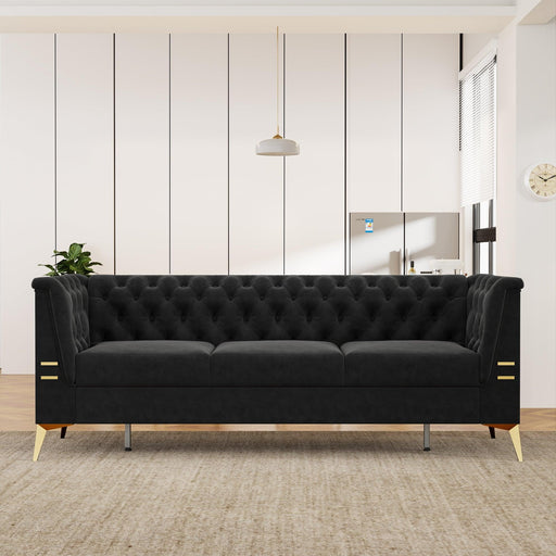 82.7" Modern Velvet Living Room Chesterfield Design Wide Sofa - ParrotUncle