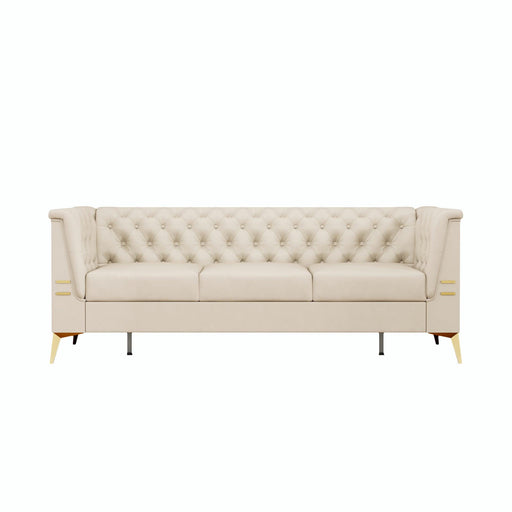 82.7" Modern Velvet Living Room Chesterfield Design Wide Sofa - ParrotUncle