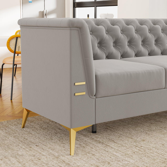 82.7" Modern Velvet Living Room Chesterfield Design Wide Sofa - ParrotUncle