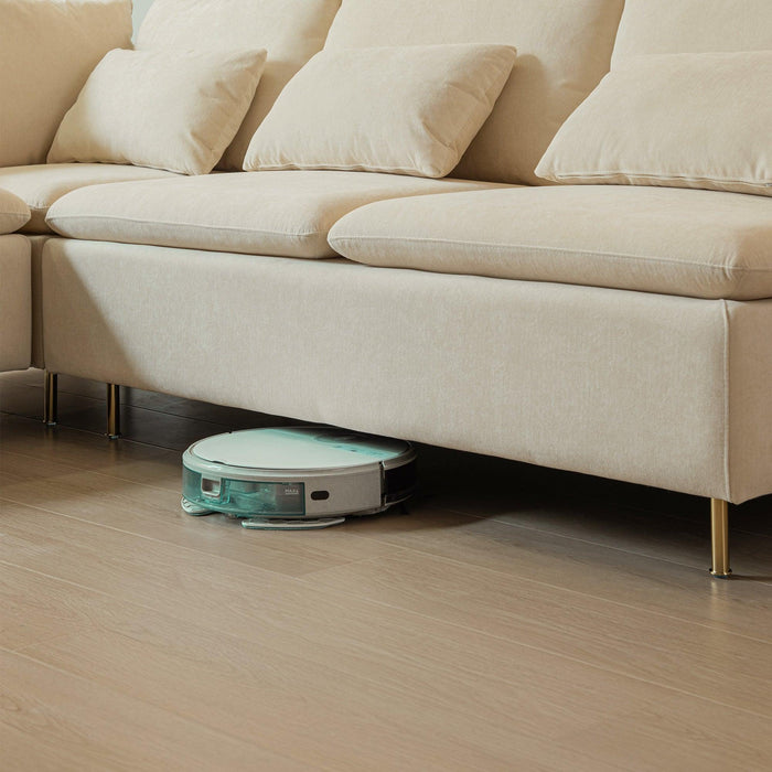 90.9'' Grey/Orange/Beige Modular L-Shaped Corner Sofa Left Hand Facing Sectional Couch Cotton Linen - ParrotUncle