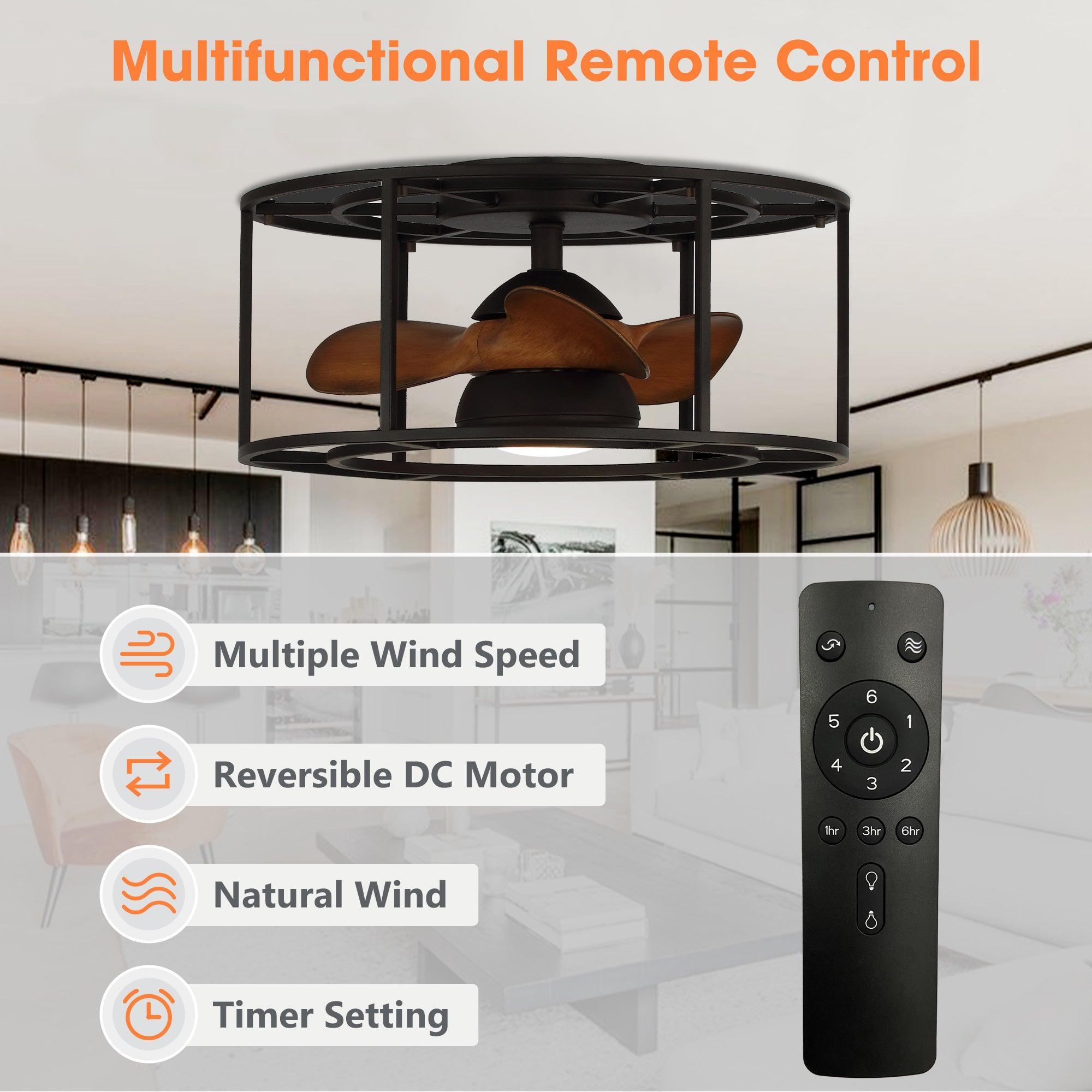 20 "Kanpur Industrial Flush Mount Reversible Ventilador de Techo con Iluminación LED y Control Remoto