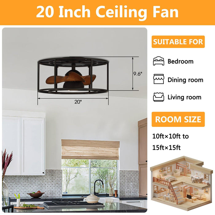 20 "Kanpur Industrial Flush Mount Reversible Ventilador de Techo con Iluminación LED y Control Remoto