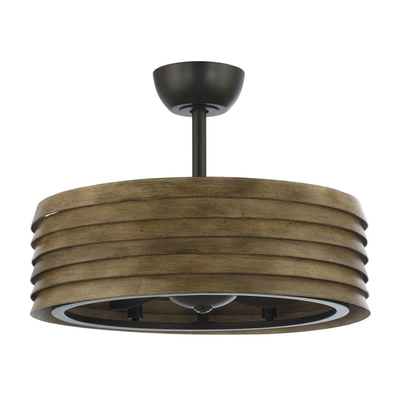 Ventilador de techo reversible estilo granja de 24" con motor de CC, montaje en varilla, iluminación y control remoto.
