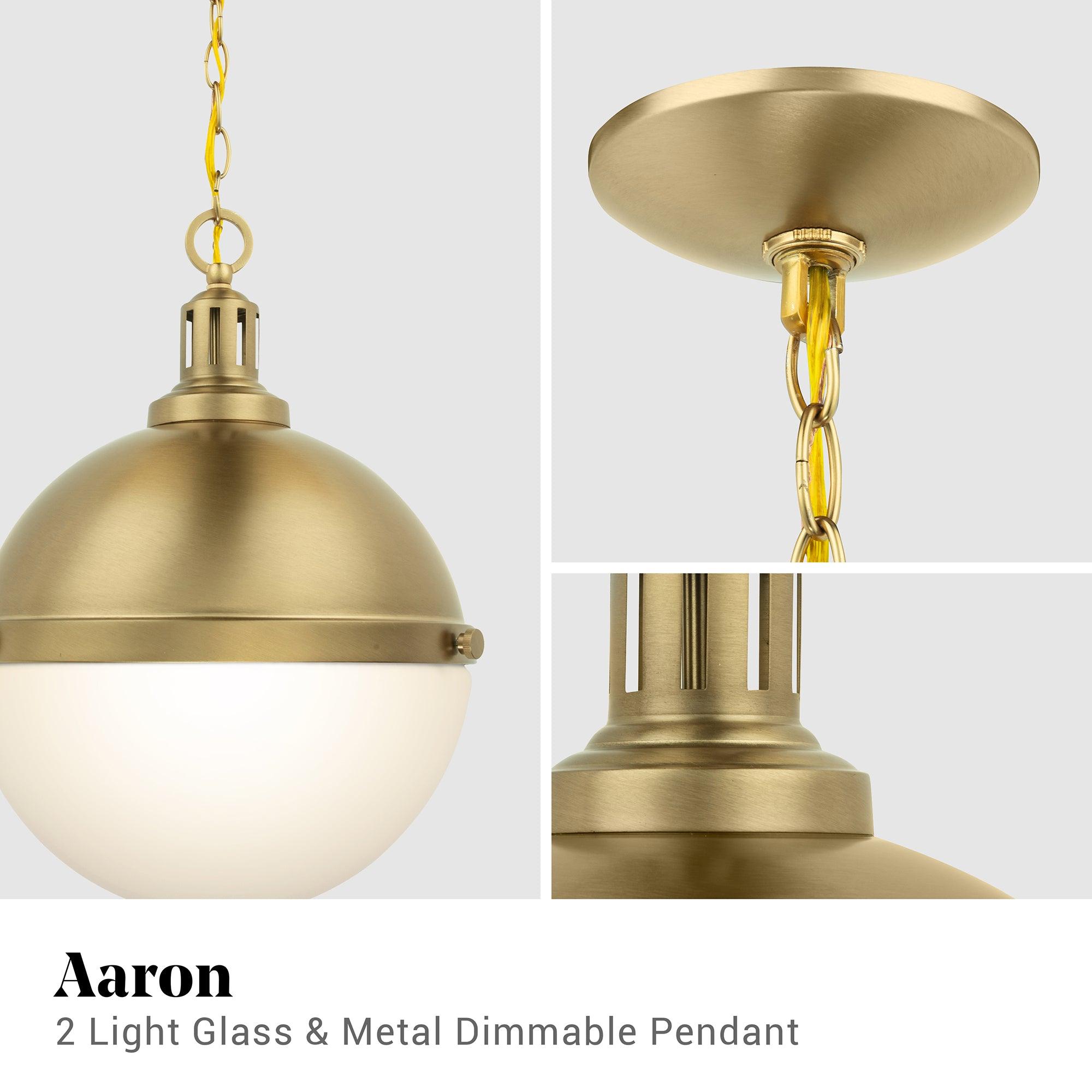 Aaron 12" 2-Light Gold Dimmable Island Pendant Light