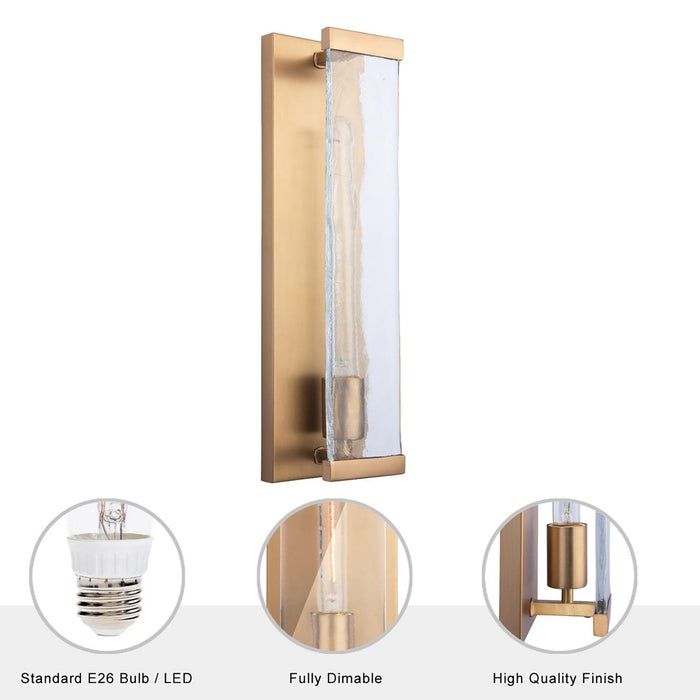 Aplique de pared regulable de 1 luz Adelman de metal dorado y vidrio