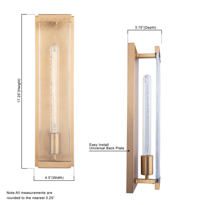 Aplique de pared regulable de 1 luz Adelman de metal dorado y vidrio