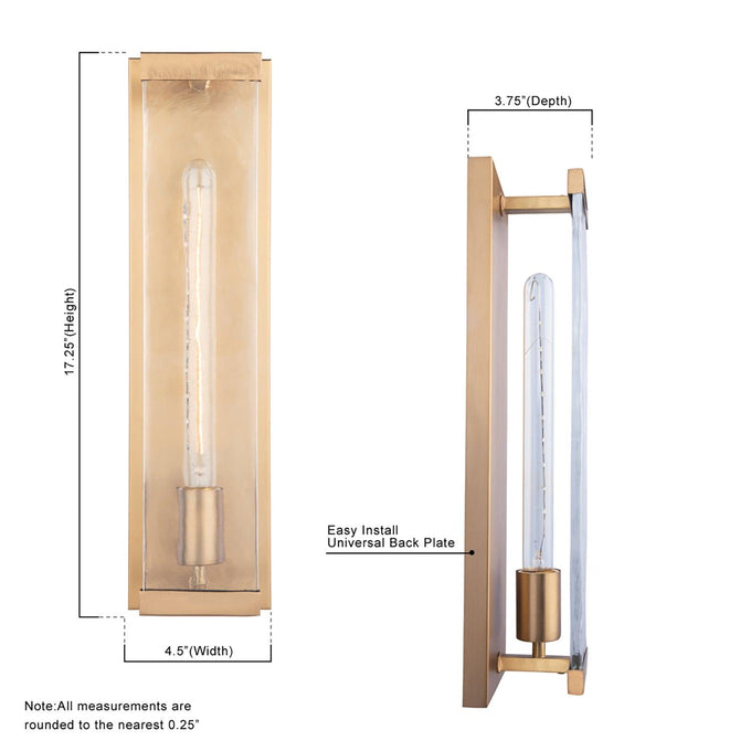 Adelman Gold Metal & Glass 1-Light Dimmable Wall Sconce