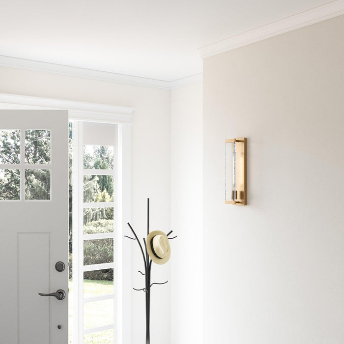 Aplique de pared regulable de 1 luz Adelman de metal dorado y vidrio