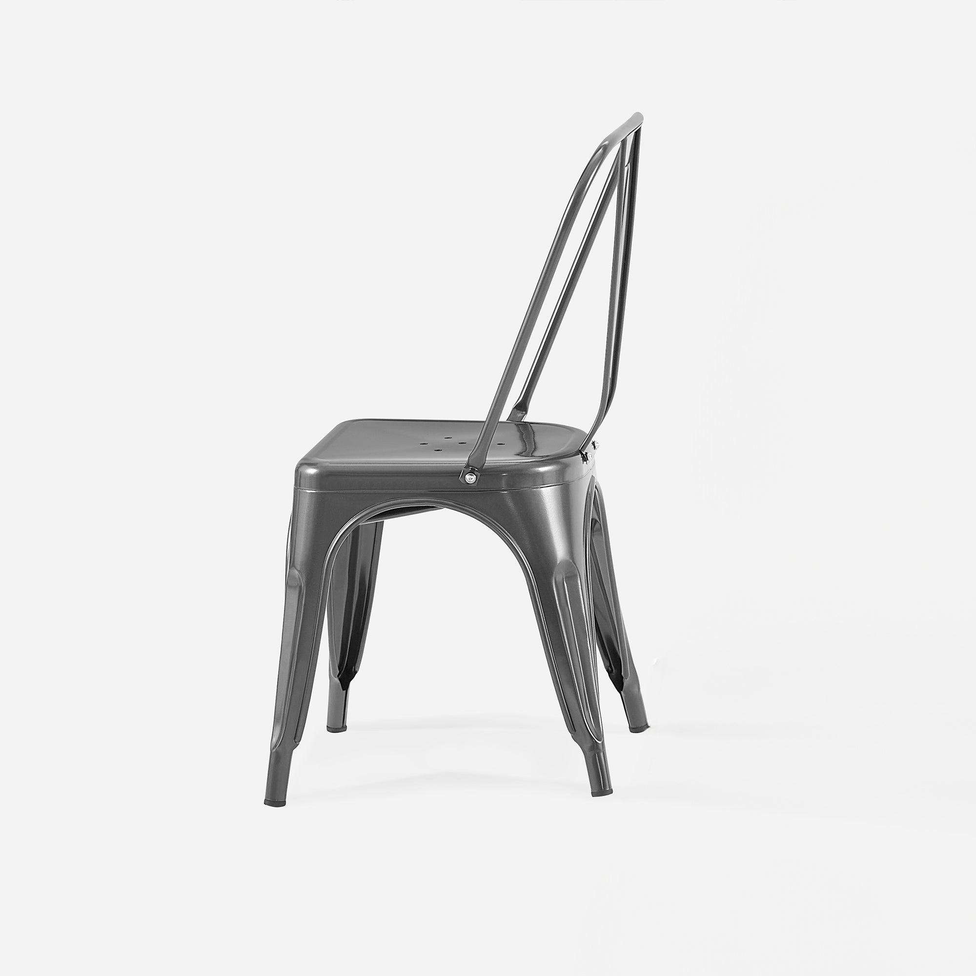 Set of 4 Industrial Metal Stackable Dining Chairs Indoor Outdoor for Kitchen, Cafe Bar