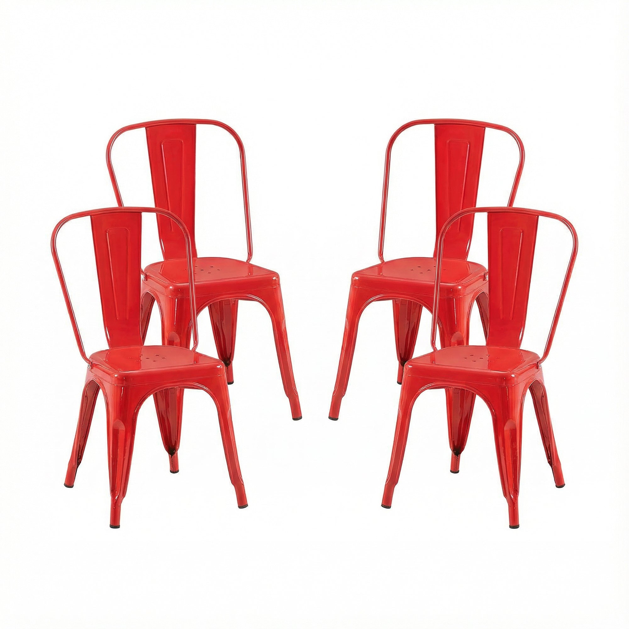 Set of 4 Industrial Metal Stackable Dining Chairs Indoor Outdoor for Kitchen, Cafe Bar