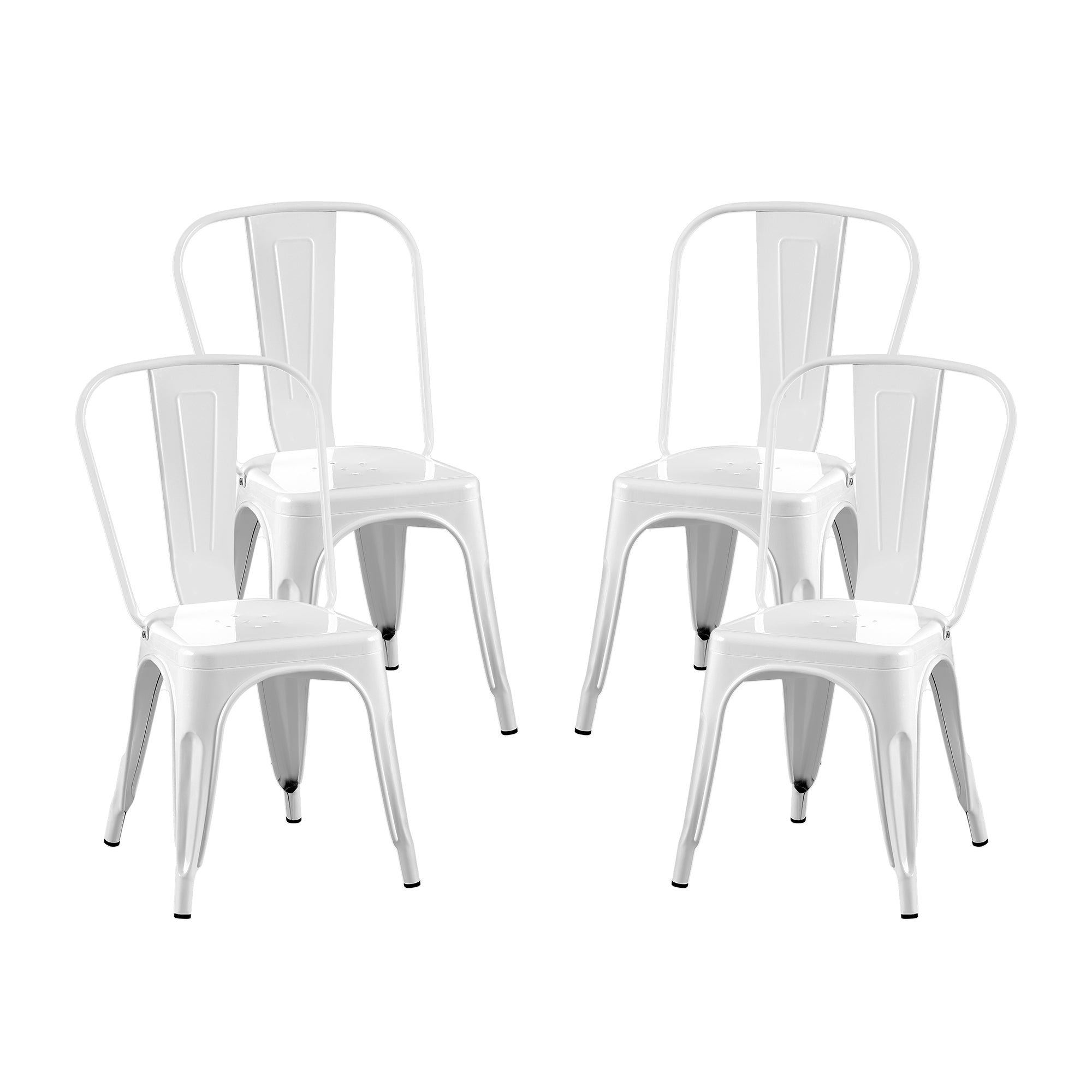 Set of 4 Industrial Metal Stackable Dining Chairs Indoor Outdoor for Kitchen, Cafe Bar