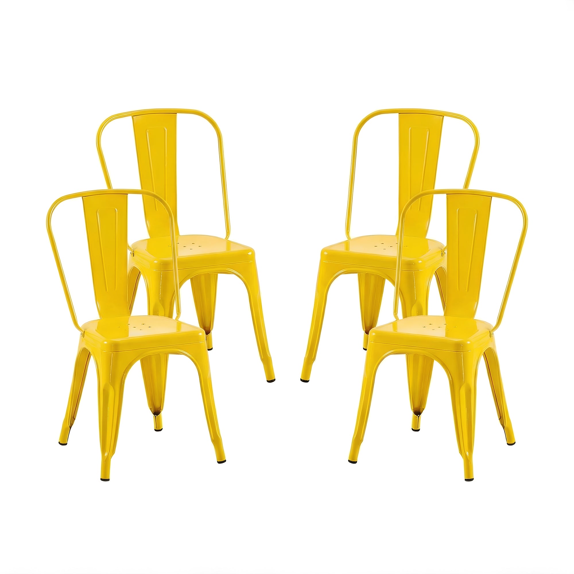 Set of 4 Industrial Metal Stackable Dining Chairs Indoor Outdoor for Kitchen, Cafe Bar