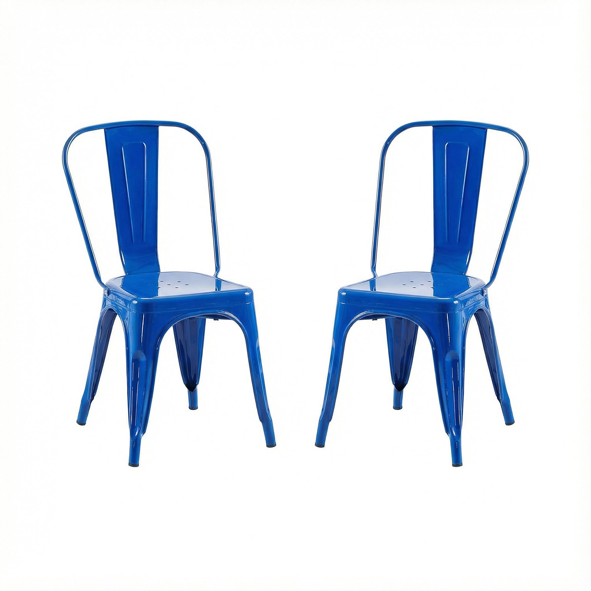 Set of 2 Industrial Metal Stackable Dining Chairs Indoor Outdoor for Kitchen Restaurant Cafe Bar