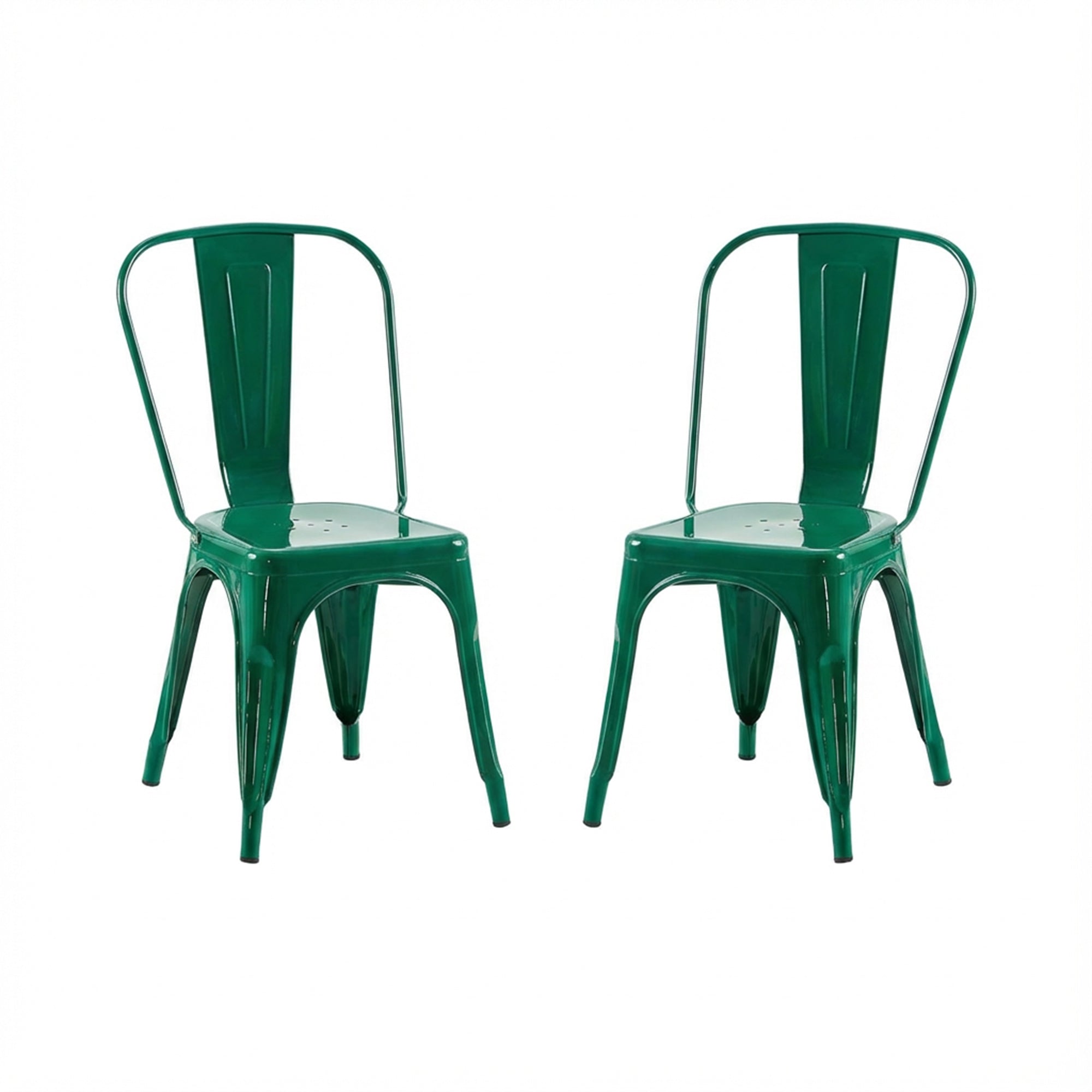 Set of 2 Industrial Metal Stackable Dining Chairs Indoor Outdoor for Kitchen Restaurant Cafe Bar