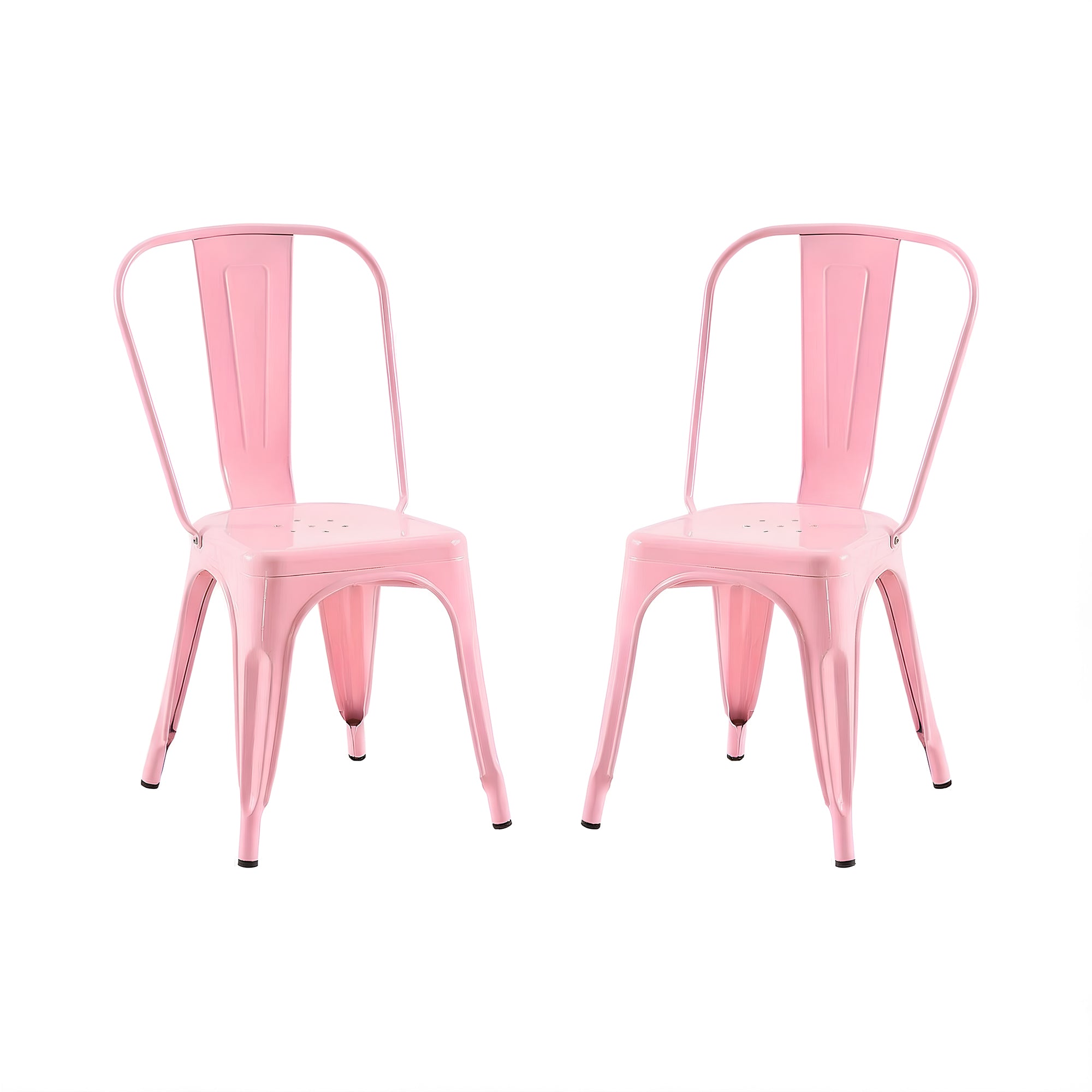 Set of 2 Industrial Metal Stackable Dining Chairs Indoor Outdoor for Kitchen Restaurant Cafe Bar