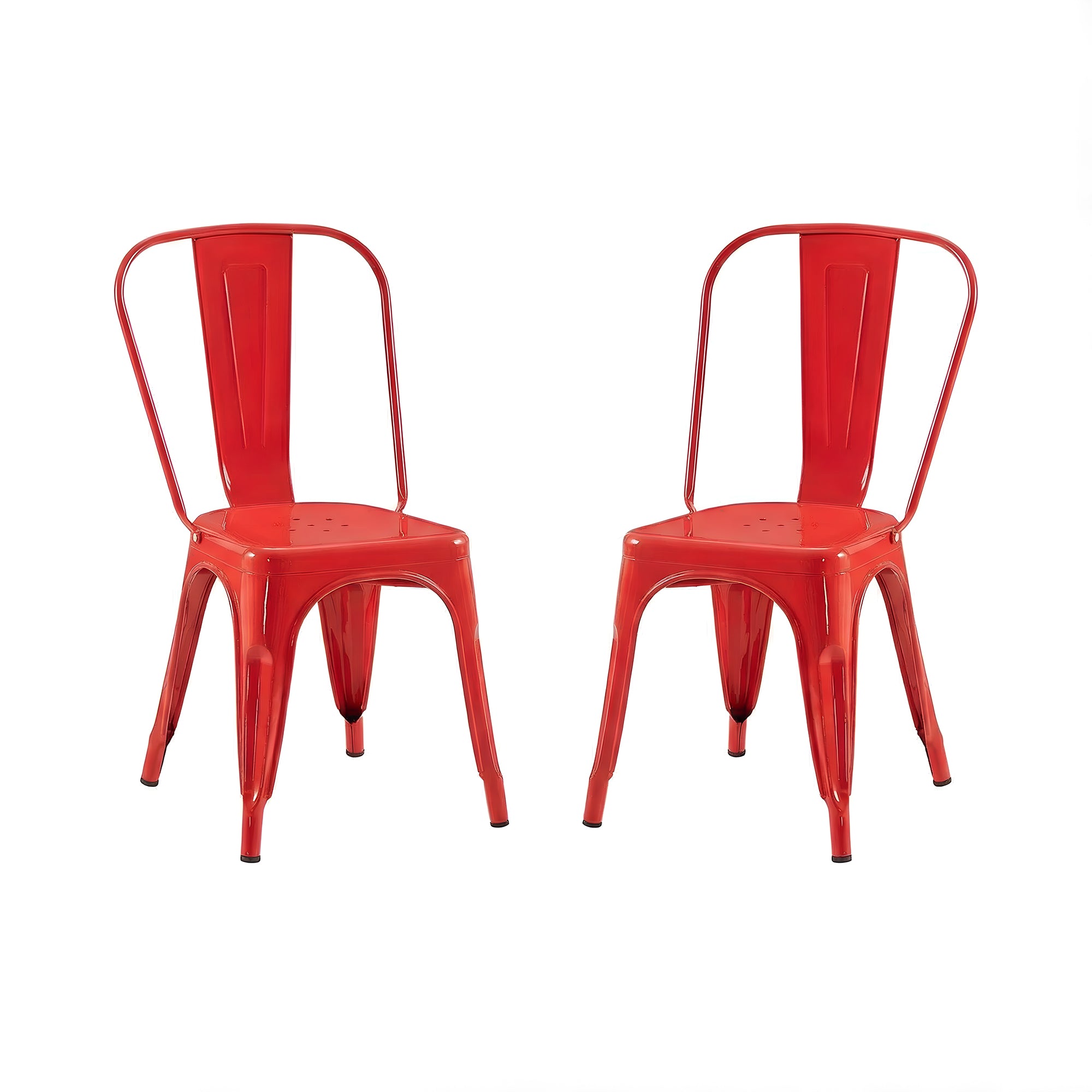 Set of 2 Industrial Metal Stackable Dining Chairs Indoor Outdoor for Kitchen Restaurant Cafe Bar