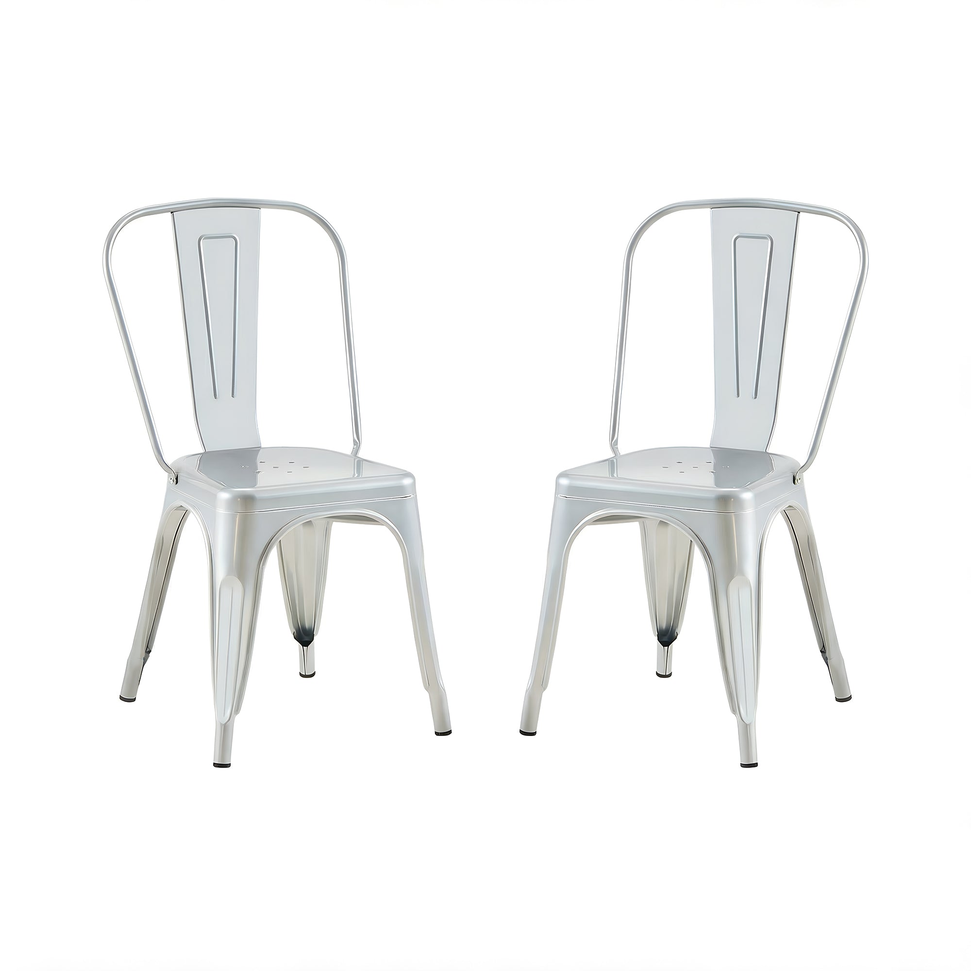 Set of 2 Industrial Metal Stackable Dining Chairs Indoor Outdoor for Kitchen Restaurant Cafe Bar