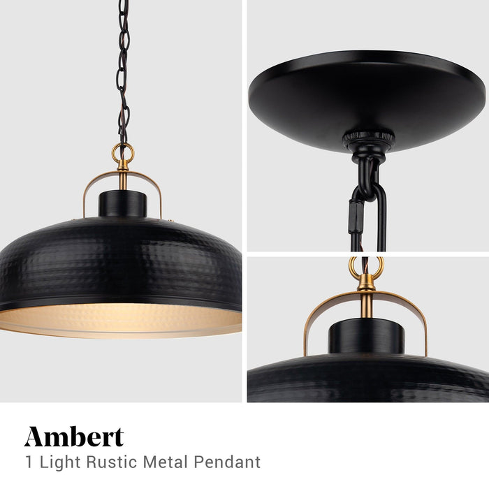 Lámpara colgante Ambert de 1 luz, de metal rústico negro y regulable