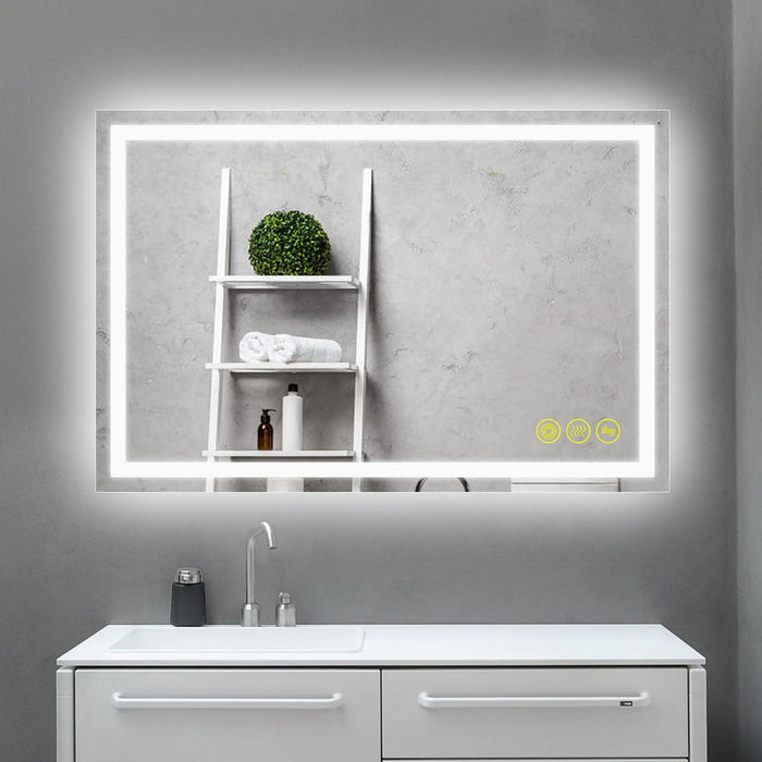 Espejo de baño antivaho GlareGuard con iluminación LED y retroiluminación, interruptor táctil regulable