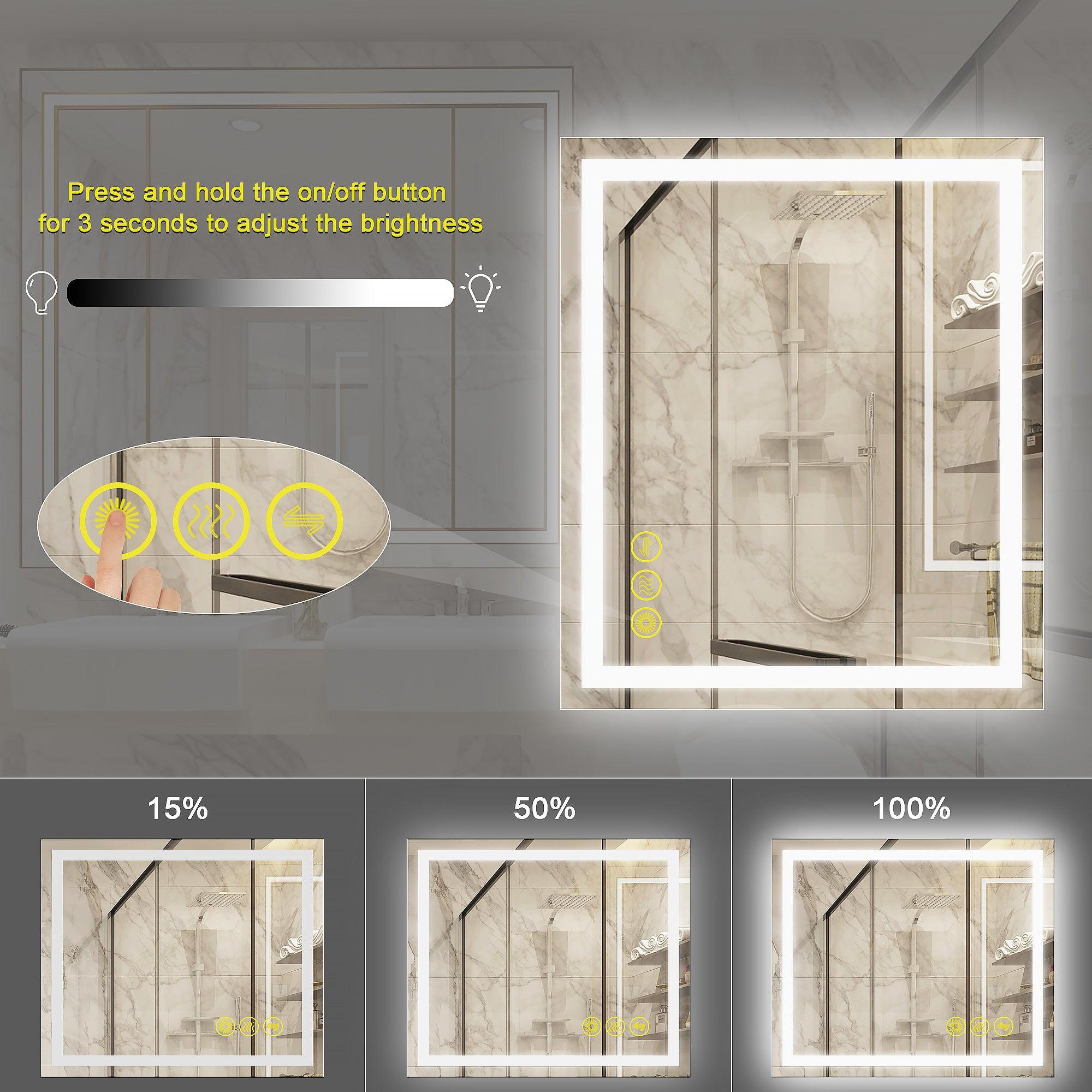 GlareGuard Anti-Fog Bathroom Led Mirror Backlit Illuminated Mirror Touch Switch Dimmable