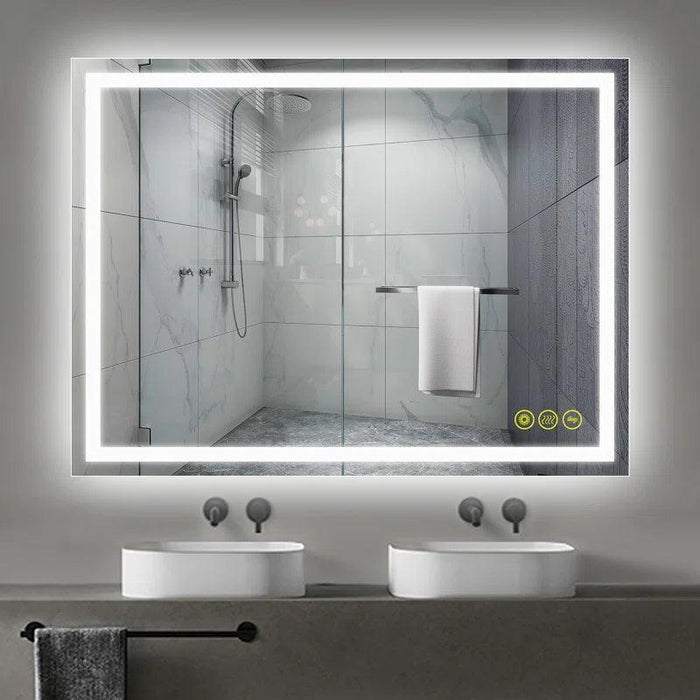 Espejo de baño antivaho GlareGuard con iluminación LED y retroiluminación, interruptor táctil regulable