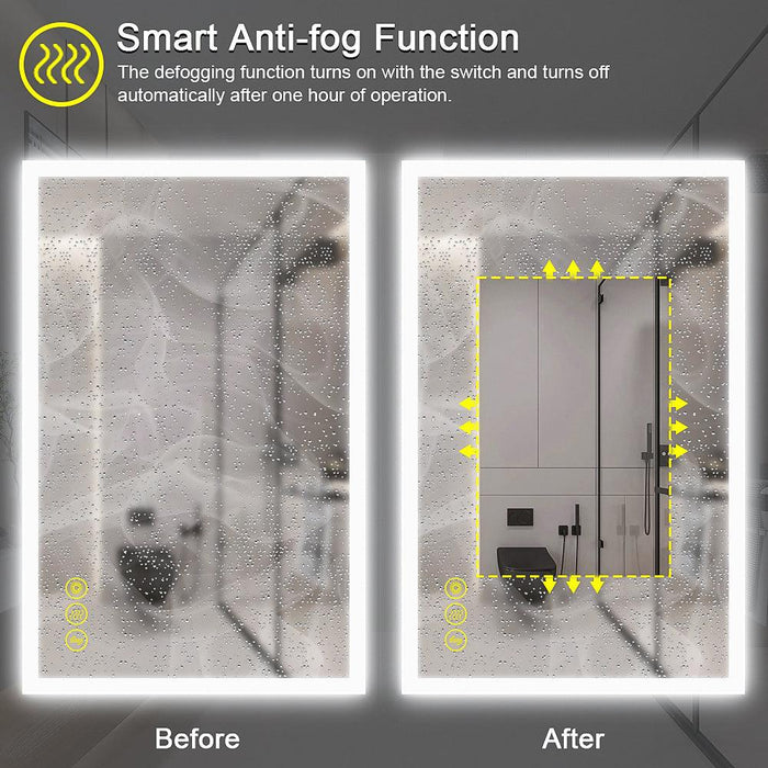 SmartGlow Dimmable LED Frameless Anti-Fog Bathroom Vanity Mirror