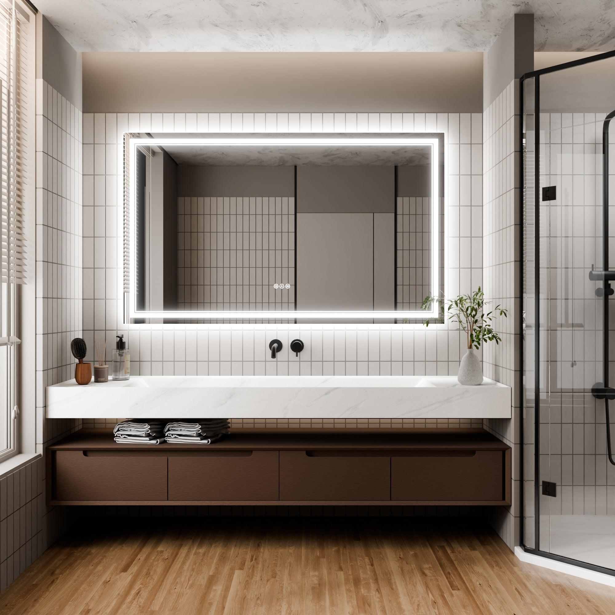 GlareGuard Anti-Fog Bathroom Dimmable Led Mirror Backlit Illuminated Mirror Touch Switch