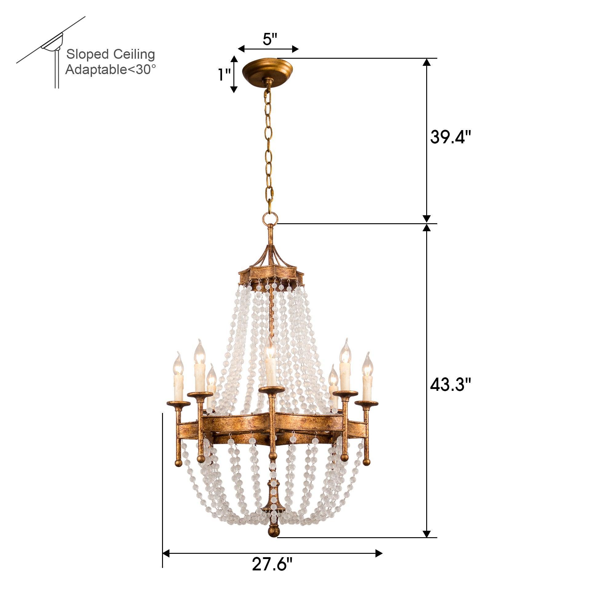 Chappell - Lámpara de araña imperial estilo vela dorada rústica de 8 luces