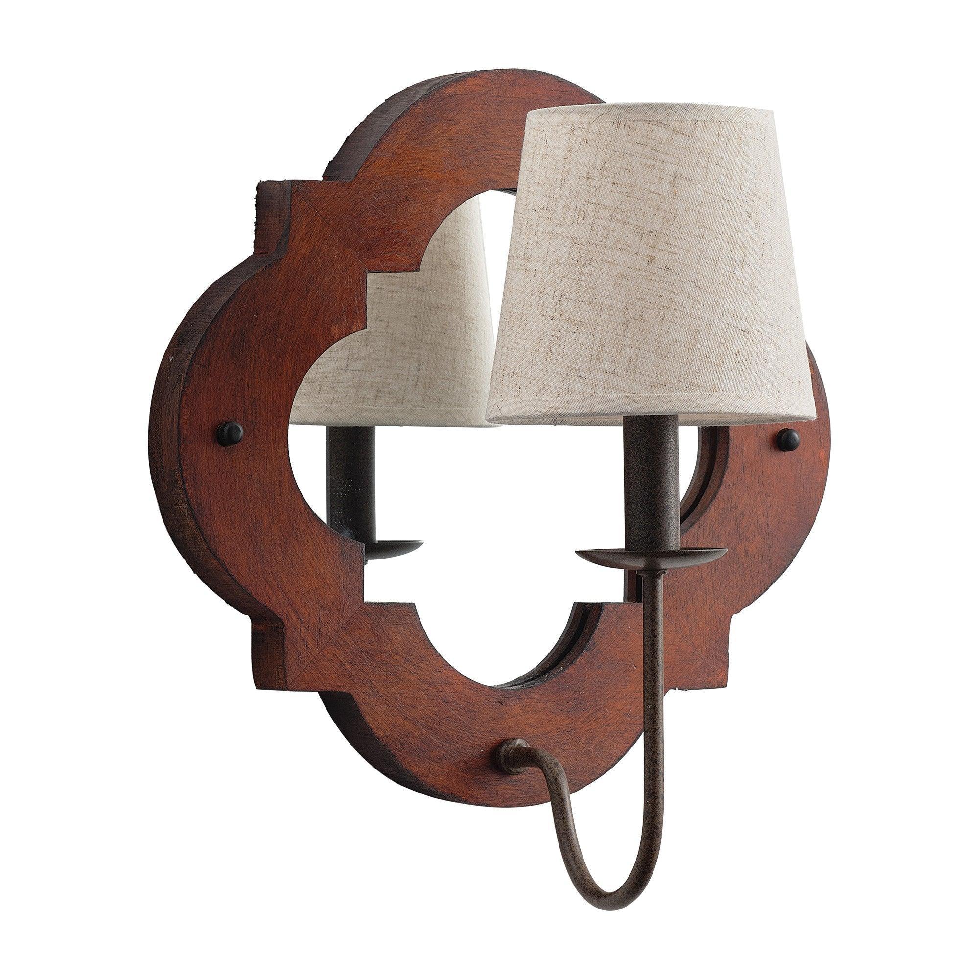 1-Light Rustic Iron Wood Wall Sconce Lighting