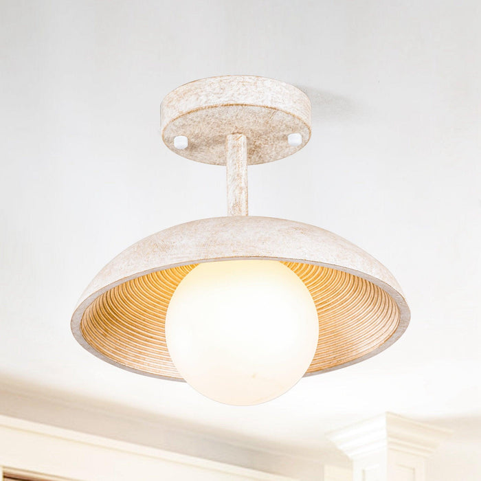 1-Light Iron Farmhouse Flush Mount Ceiling Light