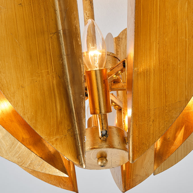 19 Inch Elvira 6-Light Farmhouse Vintage Distressed Golden Semi-Flush Mount Ceiling Light