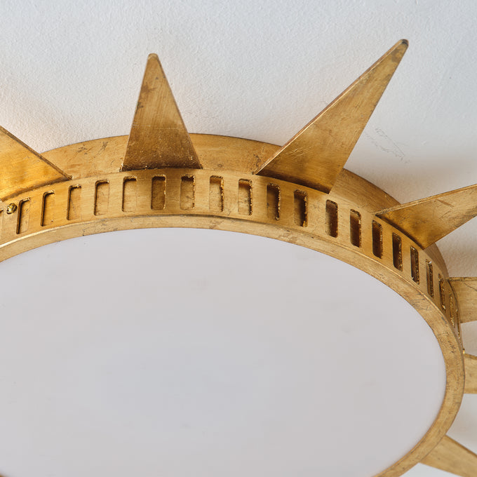 25 Inch Dana Vintage Golden Sunburst Flush Mount LED Light
