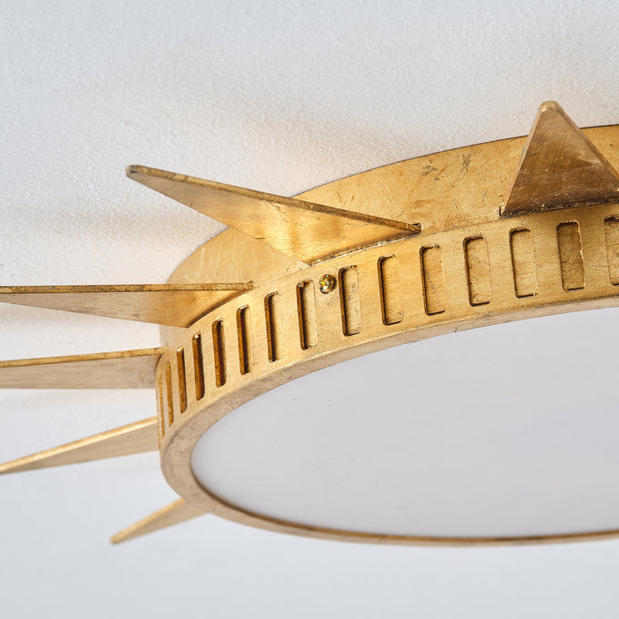 25 Inch Dana Vintage Golden Sunburst Flush Mount LED Light