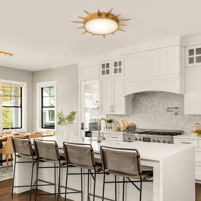 25 Inch Dana Vintage Golden Sunburst Flush Mount LED Light