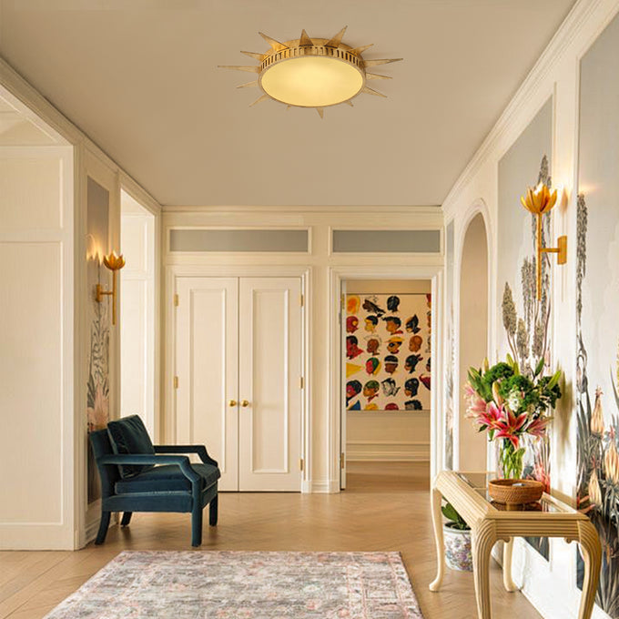 25 Inch Dana Vintage Golden Sunburst Flush Mount LED Light