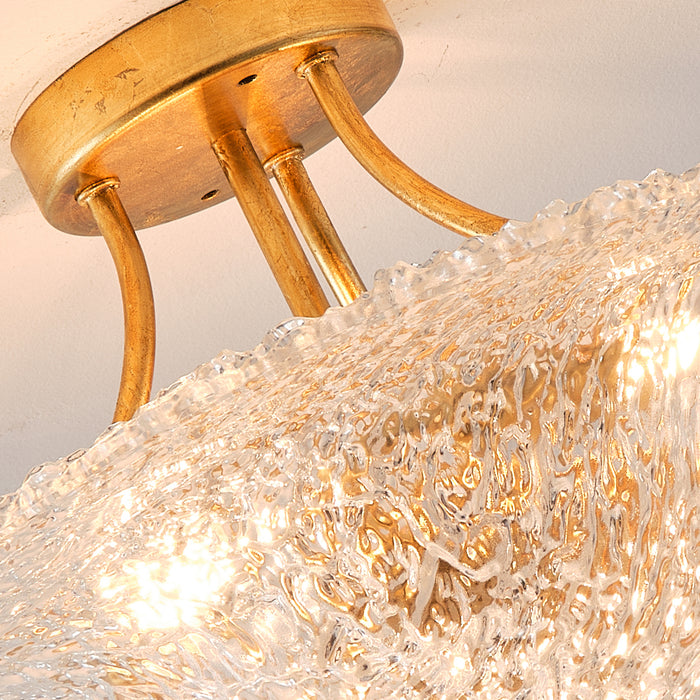 16 Inch Page 3-Light Golden Semi-Flush Mount Ceiling Light
