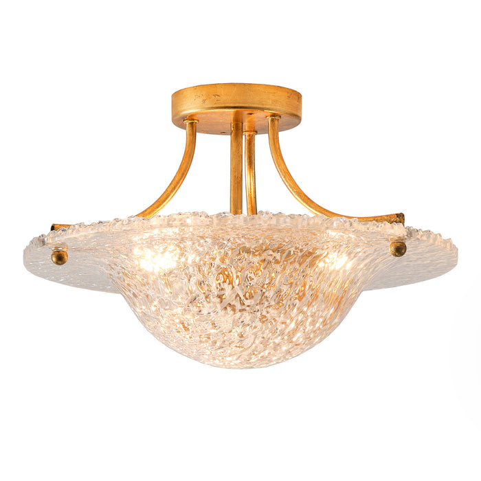 16 Inch Page 3-Light Golden Semi-Flush Mount Ceiling Light