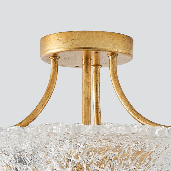 16 Inch Page 3-Light Golden Semi-Flush Mount Ceiling Light