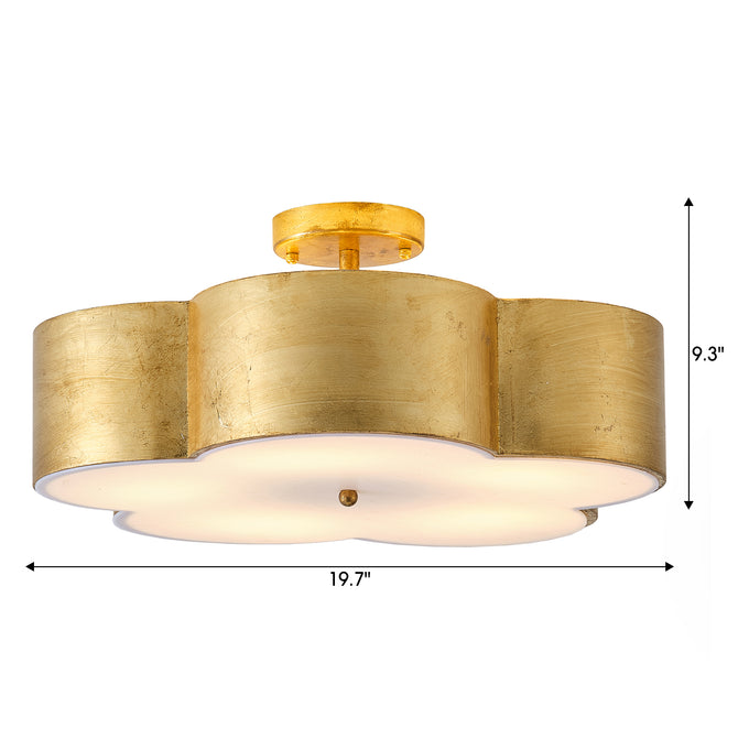 20 Inch Joyce 5-Light Vintage Golden Semi-Flush Mount Ceiling Light