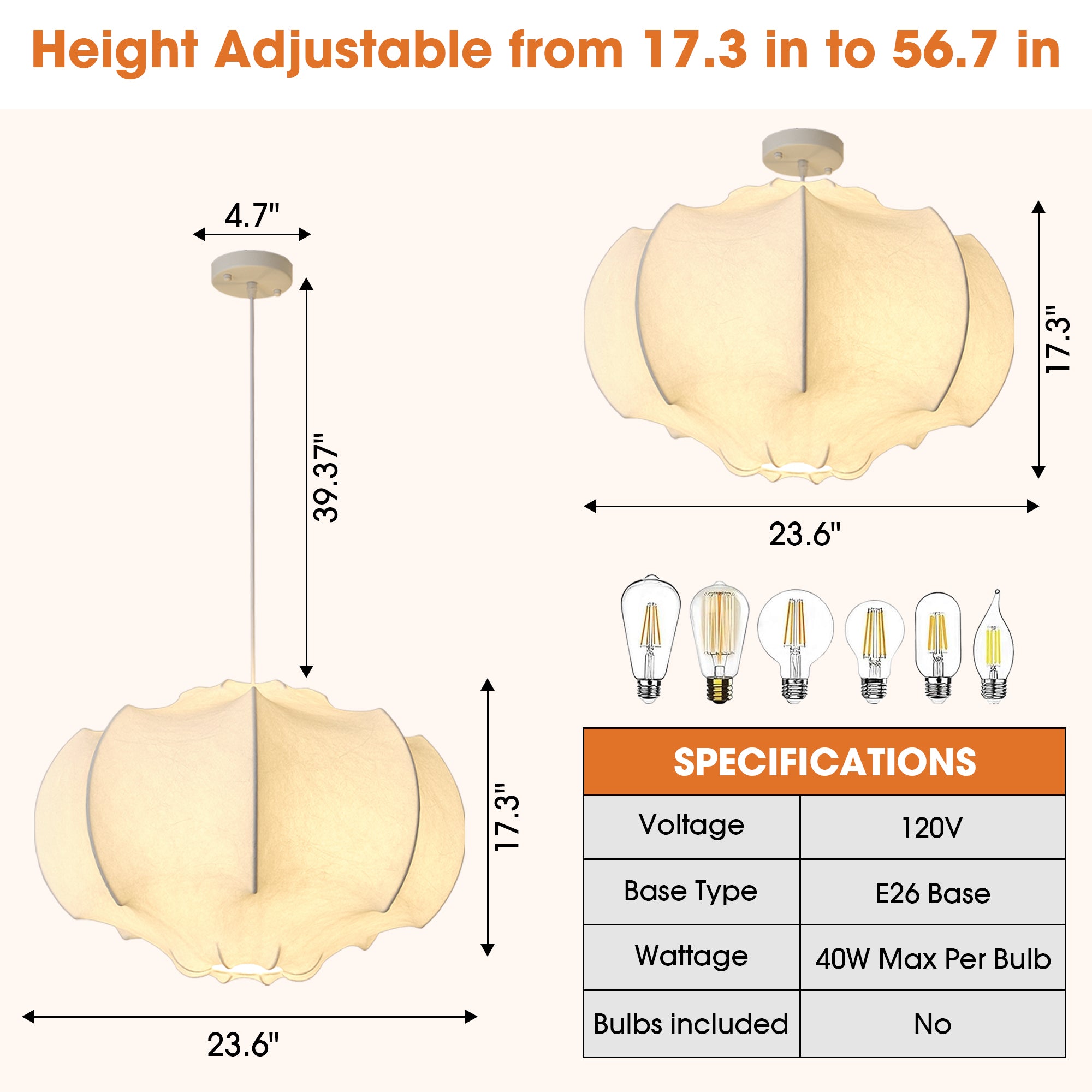 24 Inch Bevis 3-Light White Wabi-sabi Island Pendant Light