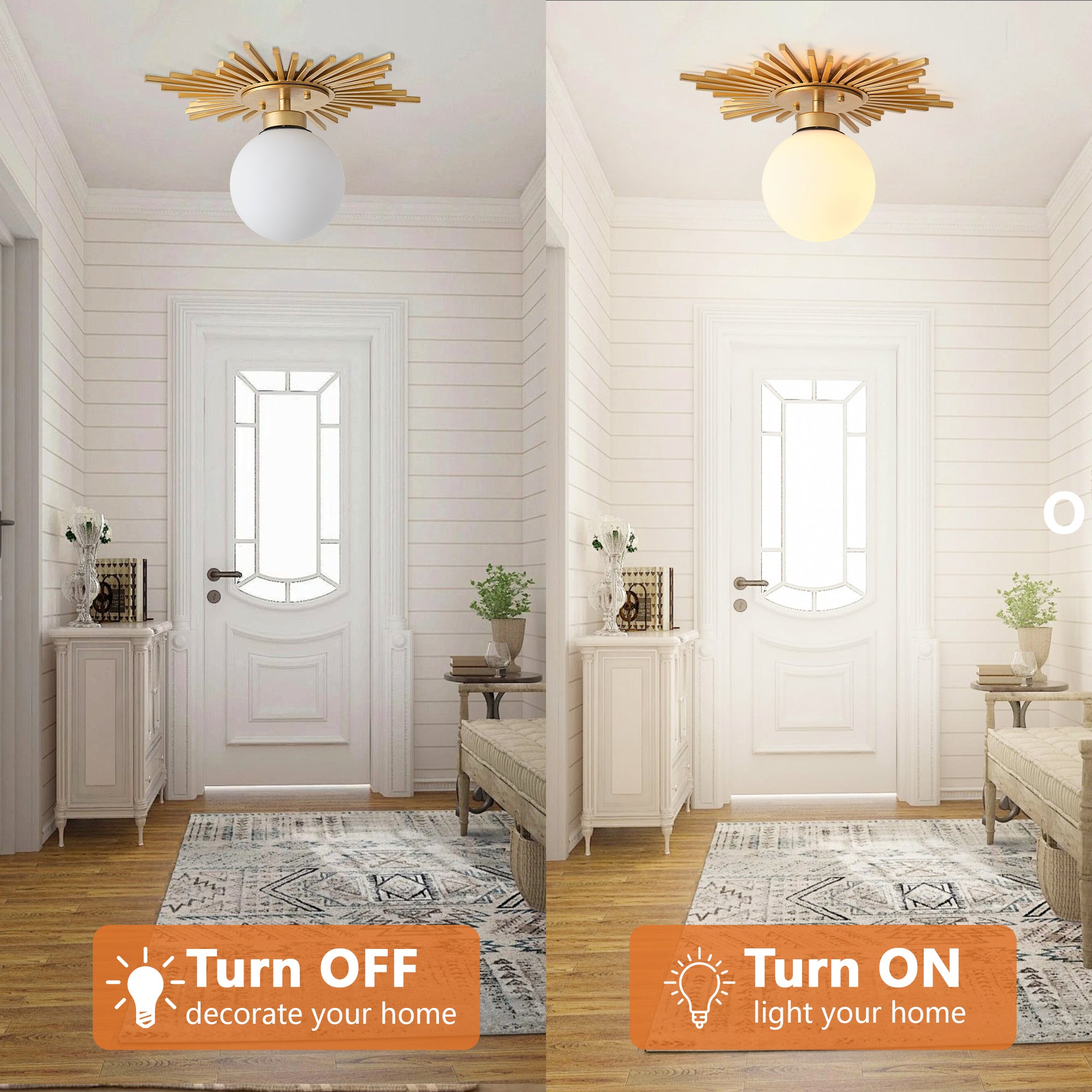 18 Inch Iris 1-Light Golden Semi-Flush Mount Ceiling Light