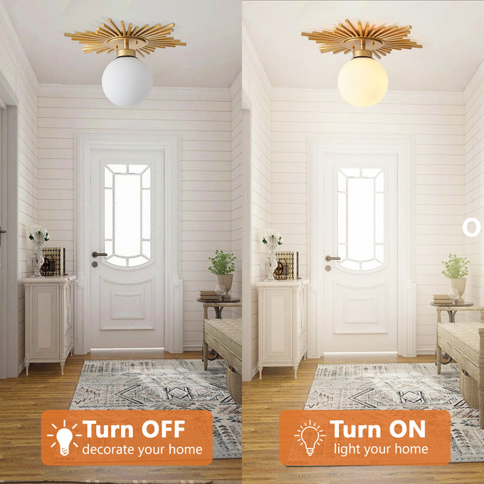 18 Inch Iris 1-Light Golden Semi-Flush Mount Ceiling Light