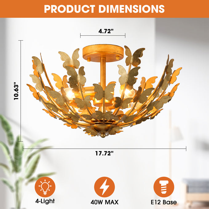 18 Inch Betsy 4-Light Semi-Flush Mount Ceiling Light