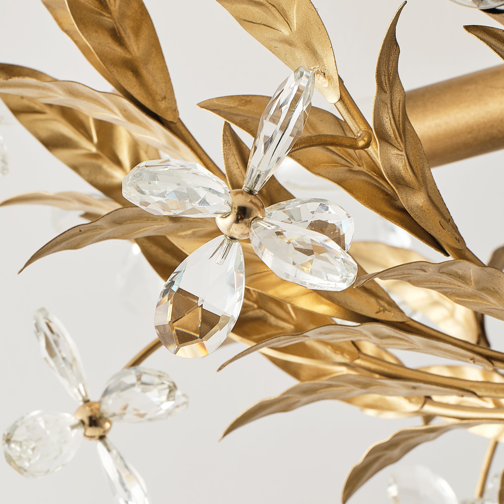 24" Quintion Golden Crystal Ornament Semi-Flush Mount Ceiling Light