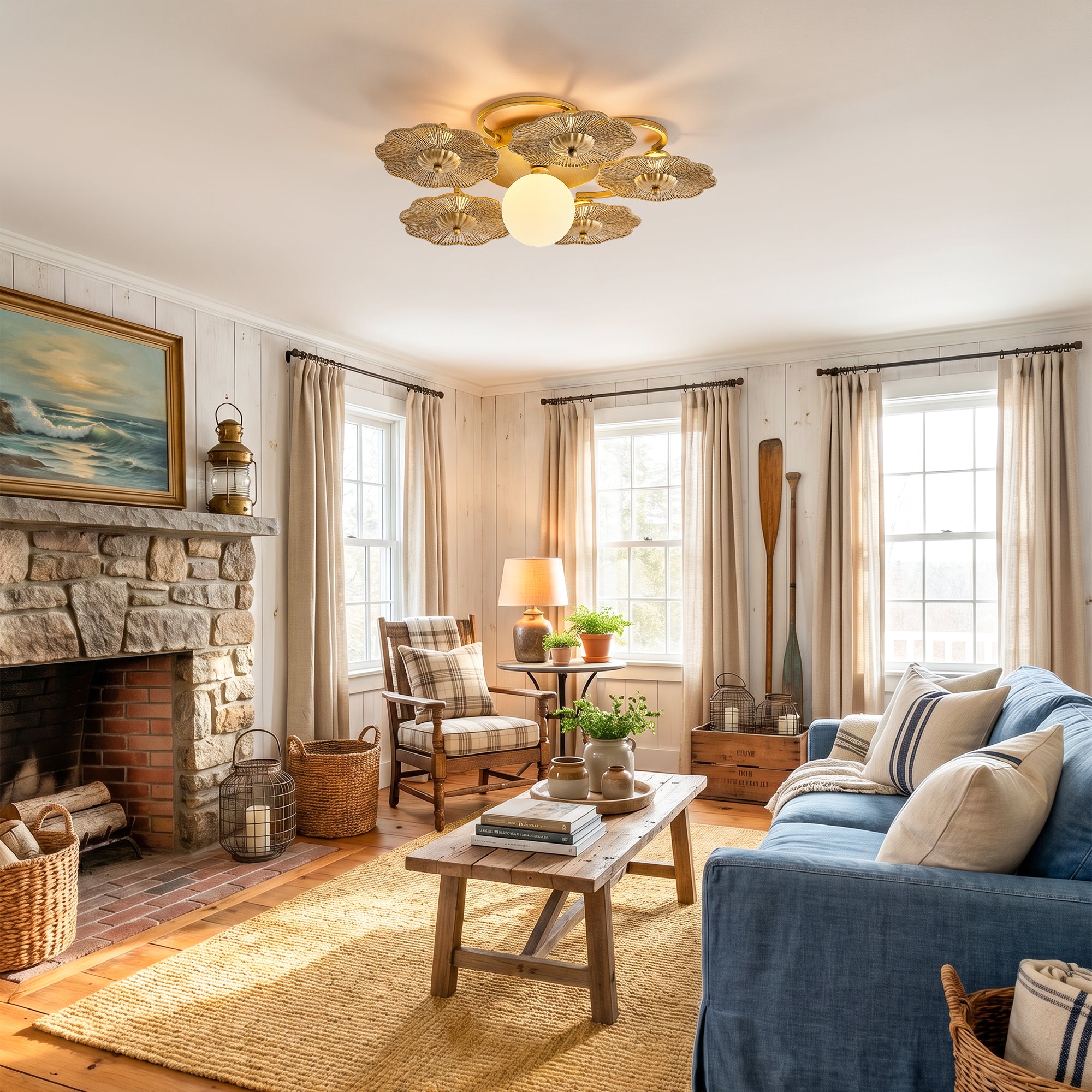 Avery 6-Light Bohemian Flush Mount Ceiling Light & Wall Sconce